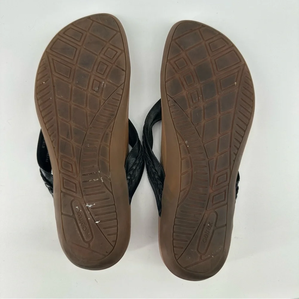 Aetrex Emmy Black Braided Flip Flops Thong Sandals Womens Size 10-10.5 - Picture 6 of 6